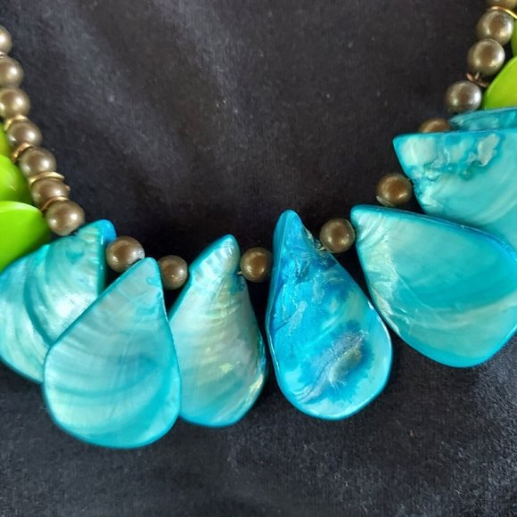 Chico’s turquoise, green, lava, and brown beads w/ tiny abalone shells ? - Picture 4 of 4